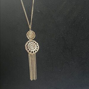Charming Charlie Gold Medallion Tassel Necklace